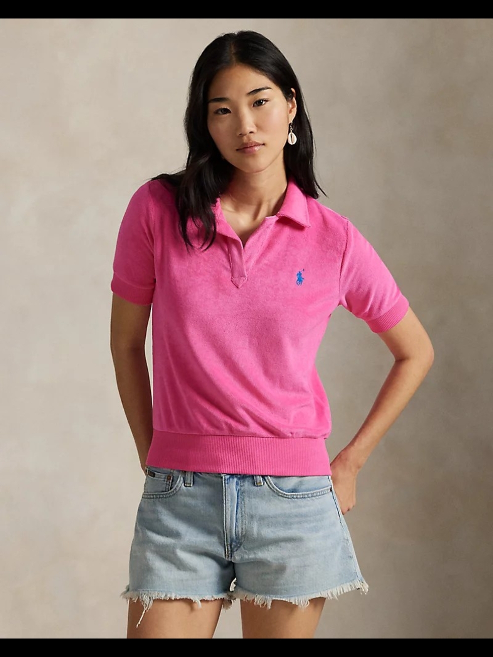 Ralph Lauren Bright Pink Short-Sleeve Polo Shirt with Blue Pony
